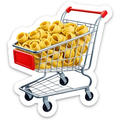 Supermarket trolley with tortellini inside sticker