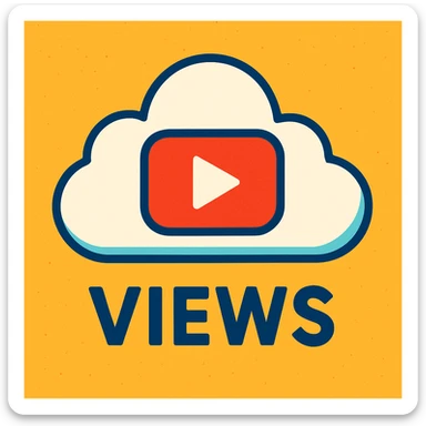 A cloud with a YouTube play button symbol inside it, representing views on YouTube sticker