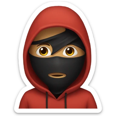 Red hoodie black mask sticker