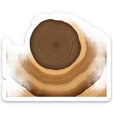 A realistic picture of a tree cut open in profile, round, where you can see the annual rings, more Details please sticker