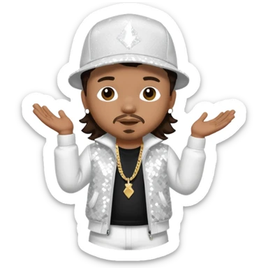 Baby Bash, Rapper with dark brown hair, white sequin outfit sticker