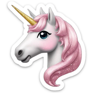 Licorne rose a paillettes sticker