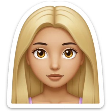 Girl with hazel eyes and blonde straight hair with light olive skin sticker
