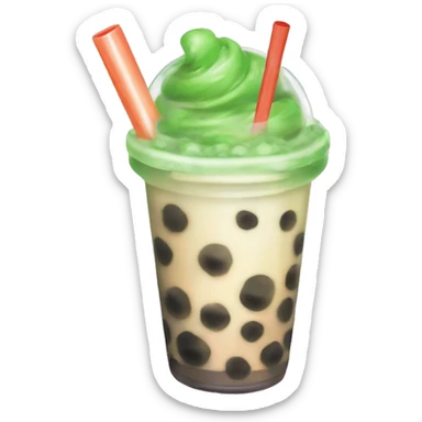 Bubble tea tapioca with Matcha ￼ sticker