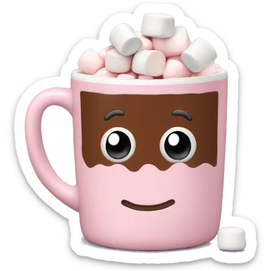 Light Pink mug of hot chocolate with marshmallows  sticker