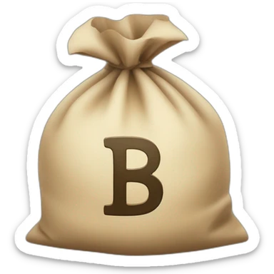 Money bag with letter ₸ in the center of the bag sticker