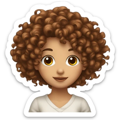 Ado fille cheveux bouclés marrons sticker
