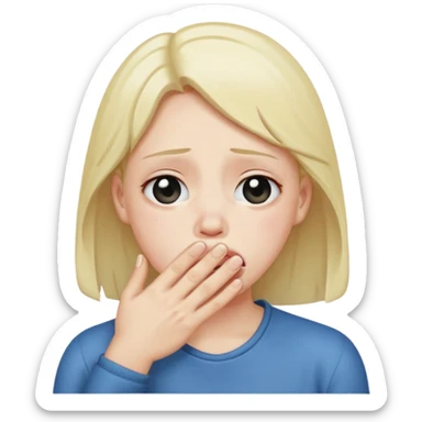 Crying pleading face with hand covering mouth sticker