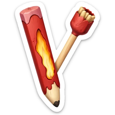 Matchstick half-burned, stuck into an open wound. sticker