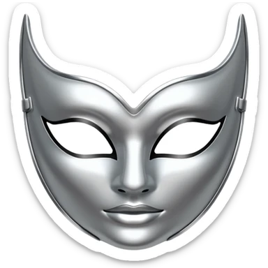 A sleek masquerade mask emoji made of polished silver chrome, smooth sensual curves, reflective metallic surface, mysterious sexy luxury vibe, minimal iOS emoji style, centered, clean white background sticker