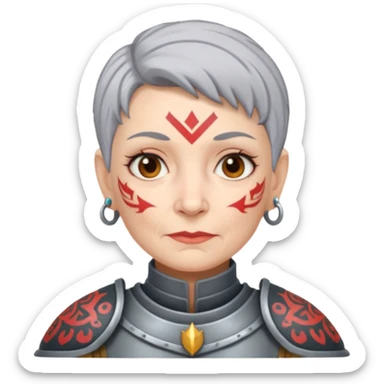 Elderly Tattooed Knights female, with short hair sticker