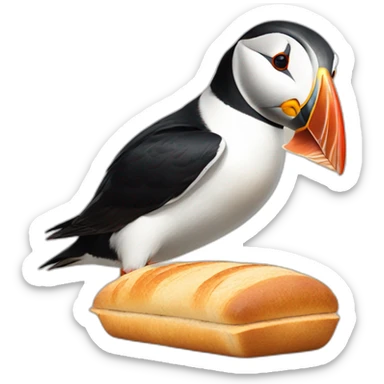 Puffin with sliced bread sticker