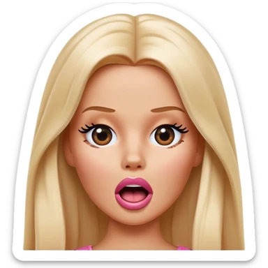 Barbie covering her eyes and having her mouth open in shock mode sticker