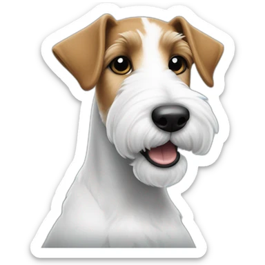 perro FOXTERRIER con barbita, OJO CELESTE. blanco y NEGRO, ladrador sticker