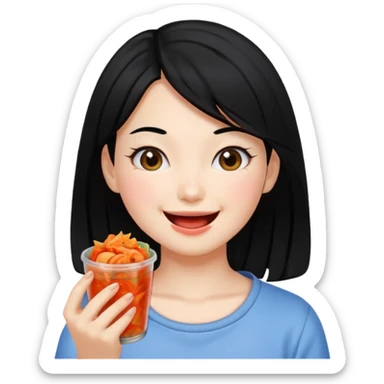 Girl black hair eat kimchi sticker
