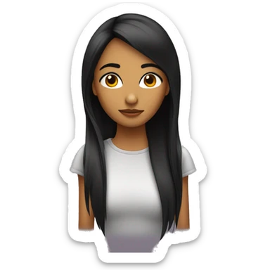 Chica con flequillo morena de ojos negros  sticker