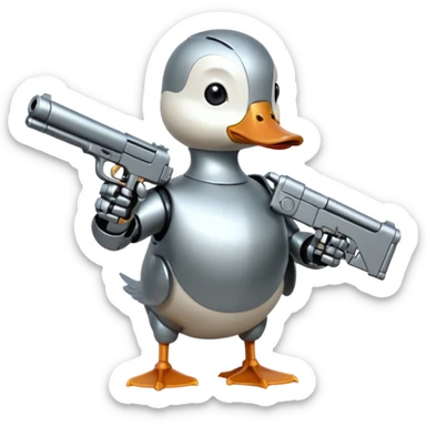Duck with a gun android style  sticker