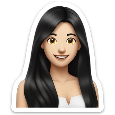 Devil europan long black hair women smile sticker