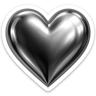 heart with a metallic chrome finish sticker