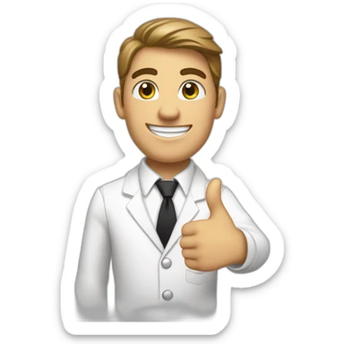 mormon missionary in a white shirt and tie with a black tag doing a thumbs up sticker