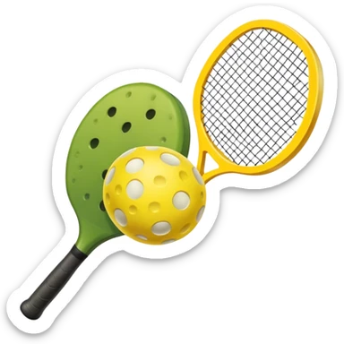 pickle ball paddle and a pickle ball in front of the paddle sticker