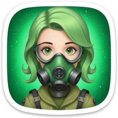 glitter green viper valorant female gas mask sticker
