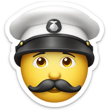 Bonhomme avec une moustache dans le prolongement de son nez et avec une casquette militaire sticker