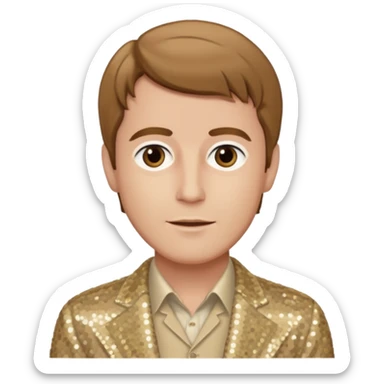 Jeremy Slate, Actor (1926-2006) with light brown hair, beige sequin outfit sticker