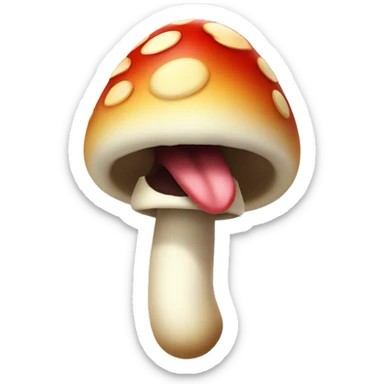 smiley face with tongue sticking out mushroom instead of tongue sticker