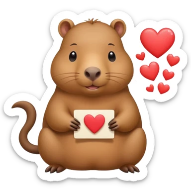 Un capybara kawail avec des coeur avec des lettre <<A>> dedans  sticker