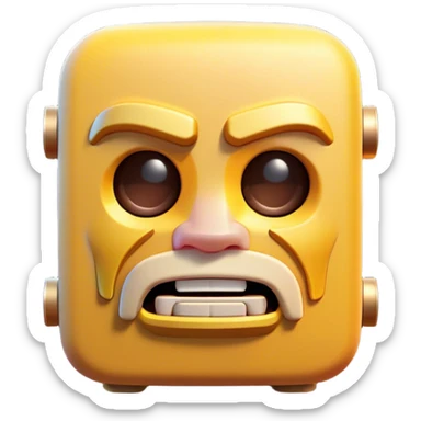 Clash of Clans aesthetic: Cinematic Playful PlayStation 5 Console Portrait Emoji, rendered in a 3D vector-style similar to standard emojis with minimal shading and bold, simplified shapes. A compact, distinct form with signature details, softly glowing with a cutting-edge console technology charm. Simplified yet unmistakably iconic, highly detailed and consistent, glowing with a soft radiance and high shine. Stylized with a touch of technological advancement and a soft glowing outline, capturing the essence of a beloved gaming relic with a friendly, playful manner! sticker