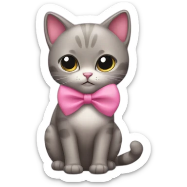 Shy cat with pink bow sticker