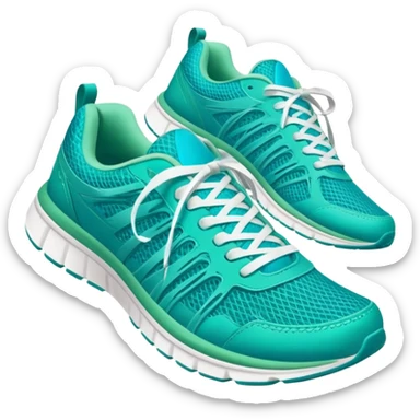 turquoise running shoes, athletic footwear, blue-green sneakers sticker