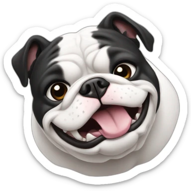 bulldog happy black and white fat sticker