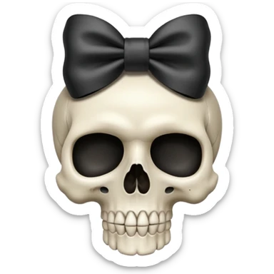  skull with small bow on side head sticker
