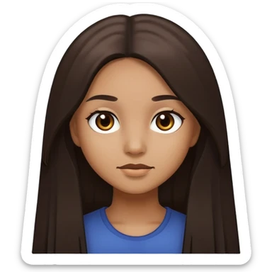 girl with light brown skin, dark eyes and dark straight long hair sticker