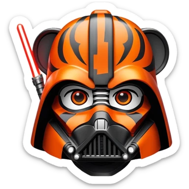 tiger face with Darth Vader helmet and red lightsaber for Twitch emote sticker
