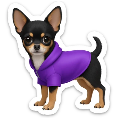 Black chihuahua in a purple coat sticker