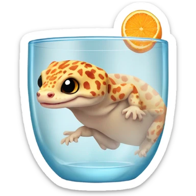 orange leopard gecko in a glass cup sticker