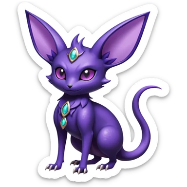 Shiny Exotic Badass Royal Mysterious Gothic Noibat-Espeon-Pokémon-Fakémon-hybrid-creature (full body) sticker