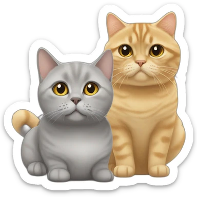 À golden british shorthair beside a grey British shorthair sticker