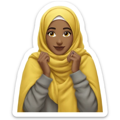 aesthetic cozy hijabi in yellow sticker