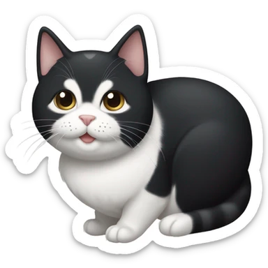 fat Tuxedo cat smiling sticker