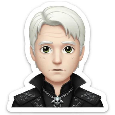 Van Helsing (Male) from Dracula with white hair, black sequin outfit sticker