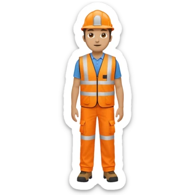 man in orange hi vis vest and chinos, no helmet, standing full body sticker