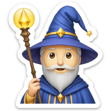 Einen Gelben Emoji mit zauber hut und zauberstab sticker