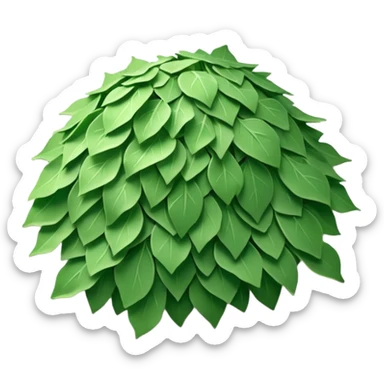 loose scatter of flat jagged green flakes, crisp and matte, evoking dried wild garlic, soft lighting, subtle shadows, emoji scale sticker