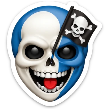 Blue white HSV Emoji bites black St. pauli flag with skull sticker