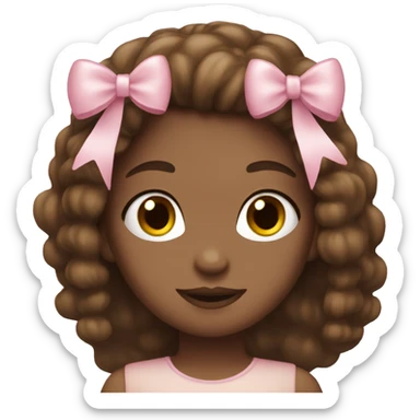 brown long haired girl with light pink bow in hair sticker