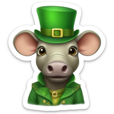 Babirusa wearing leprechaun outfit sticker